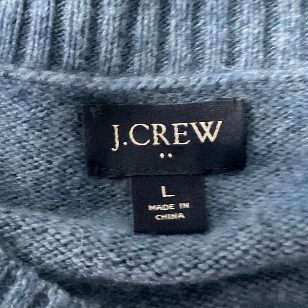 J. Crew Men's Blue‎ Raglan Sleeve Crewneck Pullover Lambs Wool Sweater Size L